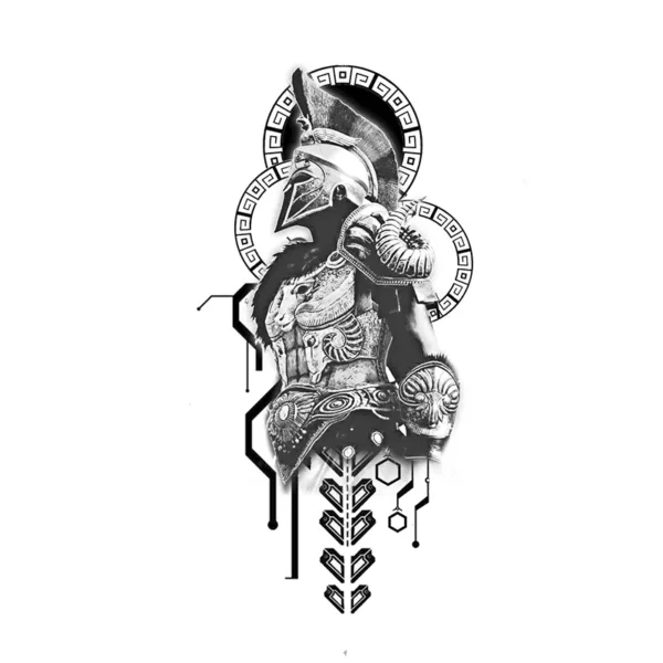 Temple Warrior Tattoo Design