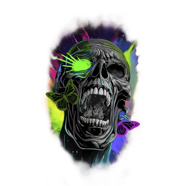 Crazy Color Skull Tattoo Design