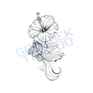 Fineline Flower Fish Tattoo v.5
