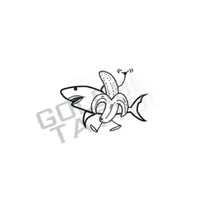 Shark Banana Tiny Tattoo V.2